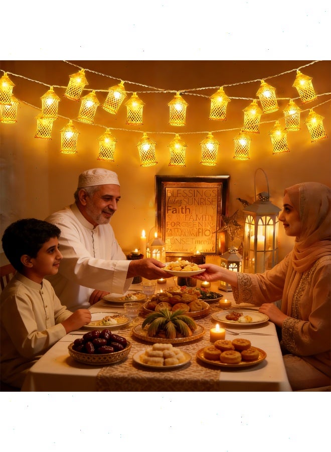 Ramadan Lights, Gold Moroccan Lantern Decorative Lights, 20 LED Fairy Lights 10Ft Battery Powered, Waterproof Golden Raindrop Lights for Ramadan Bedroom Garden Wedding Party Decor - Image 4